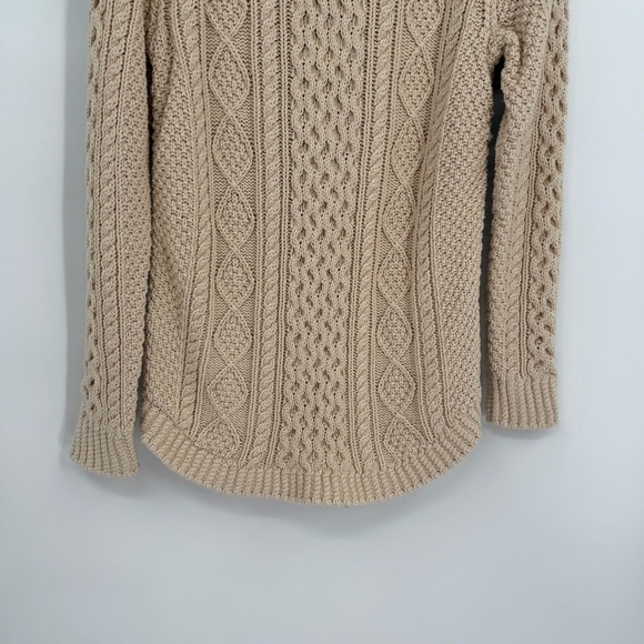 LL Bean Signature Fisherman Tunic Sweater Womens Size S Ivory Cable Knit - Picture 9 of 11